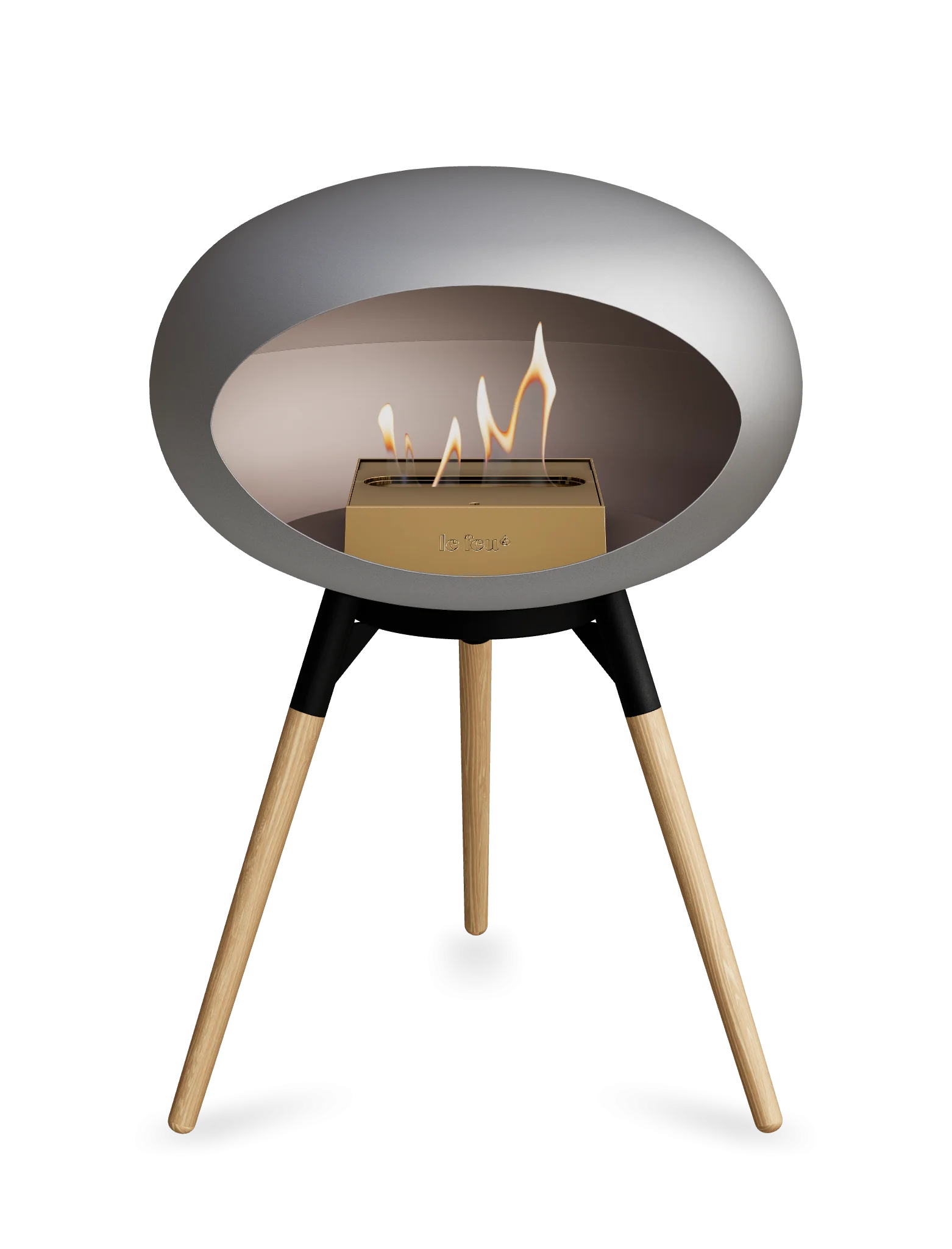 Freestanding Bioethanol Fireplace Le Feu Dome Ground Low - Nickel