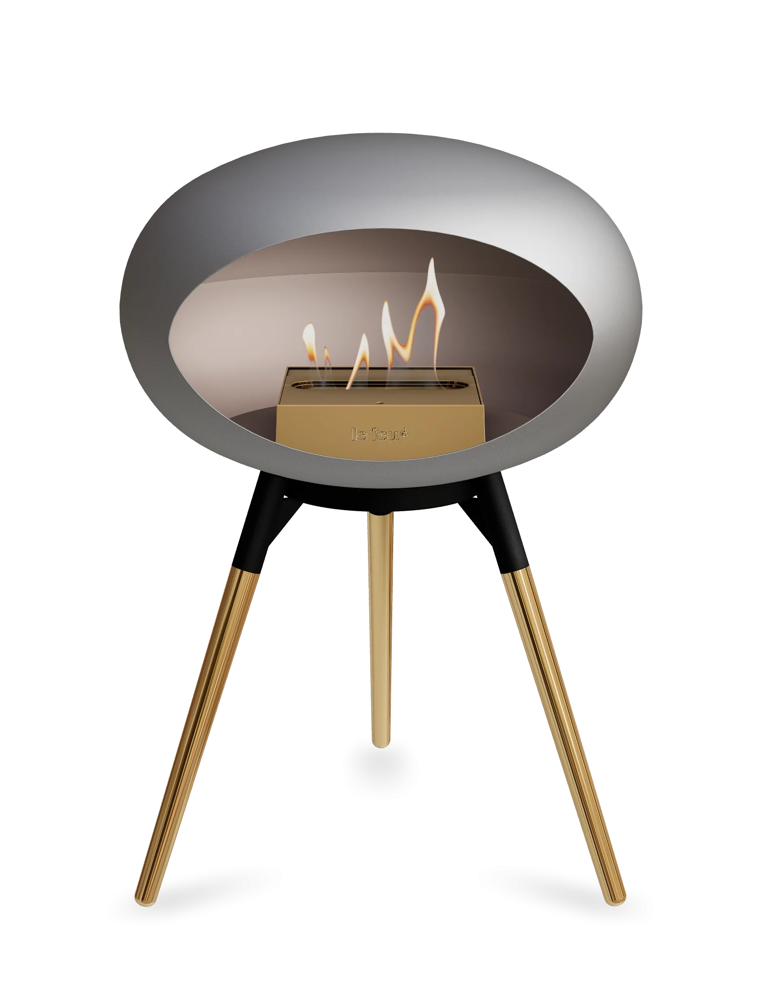 Freestanding Bioethanol Fireplace Le Feu Dome Ground Low - Nickel