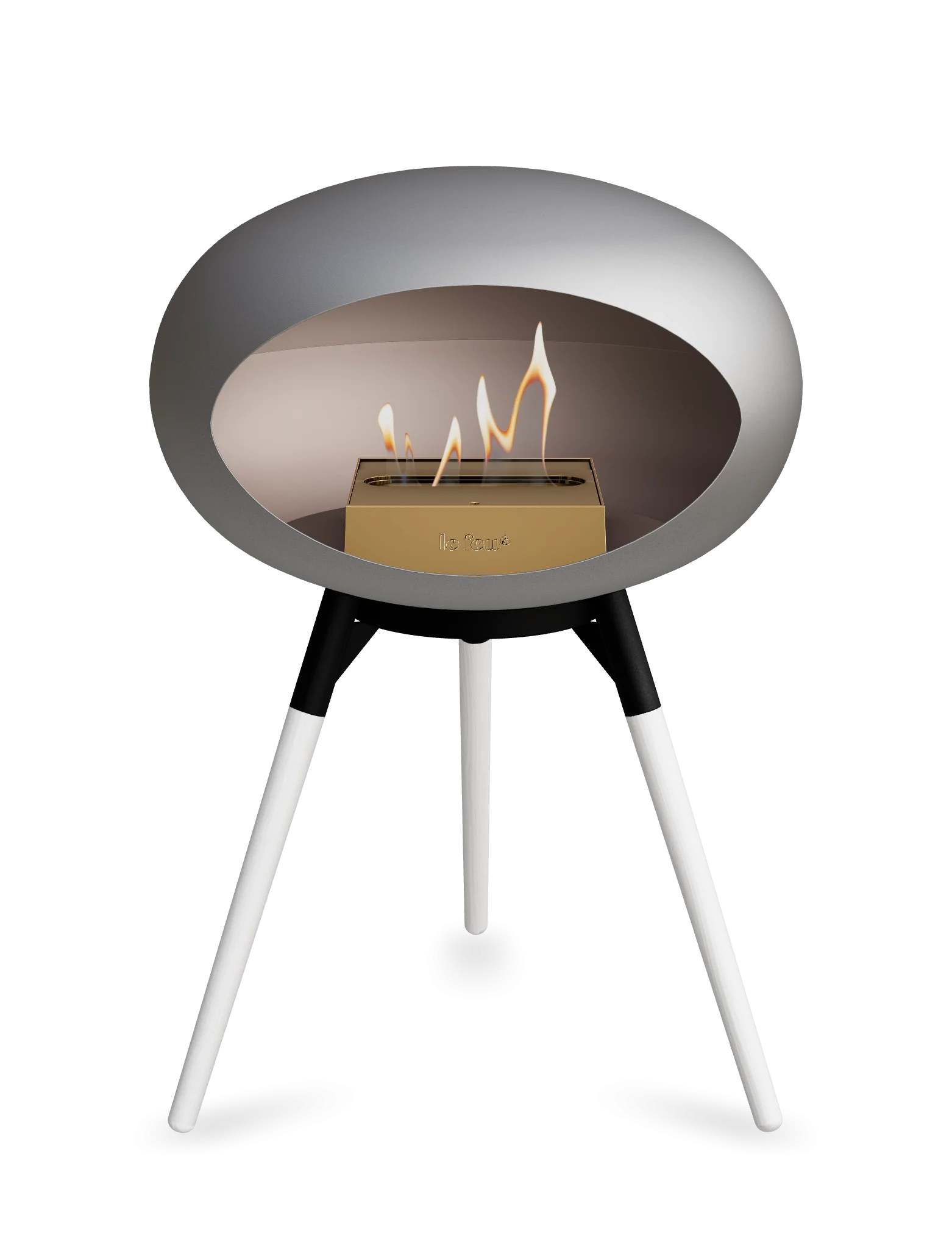 Freestanding Bioethanol Fireplace Le Feu Dome Ground Low - Nickel