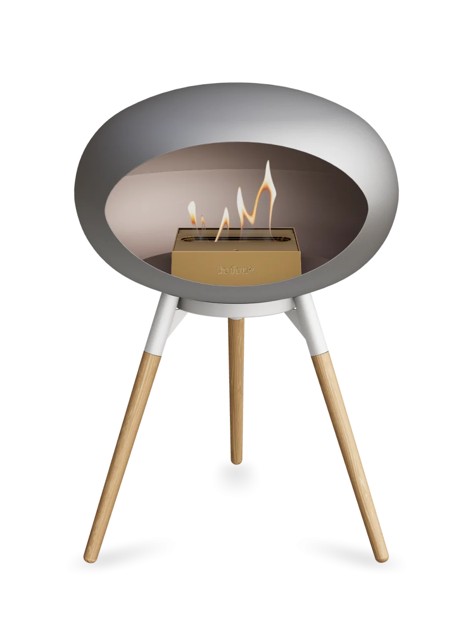 Freestanding Bioethanol Fireplace Le Feu Dome Ground Low - Nickel