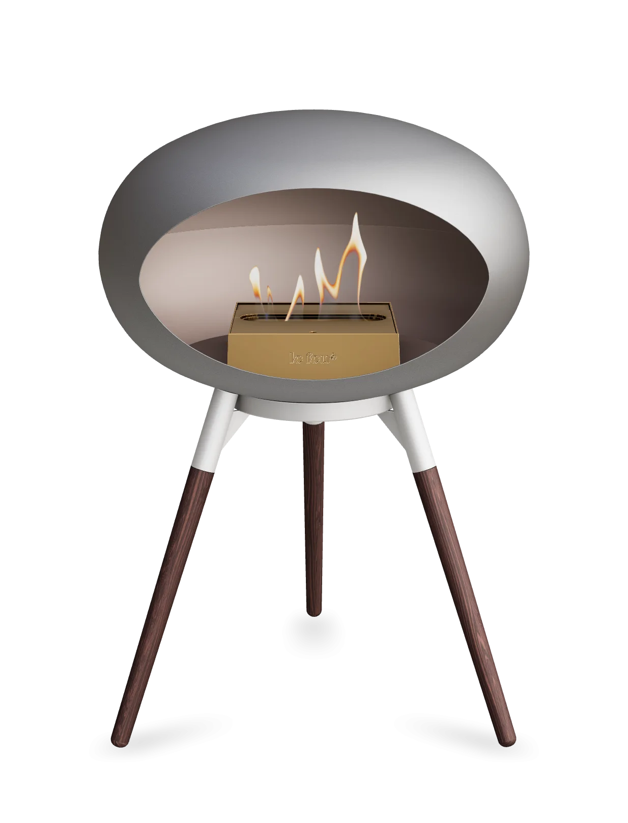 Freestanding Bioethanol Fireplace Le Feu Dome Ground Low - Nickel