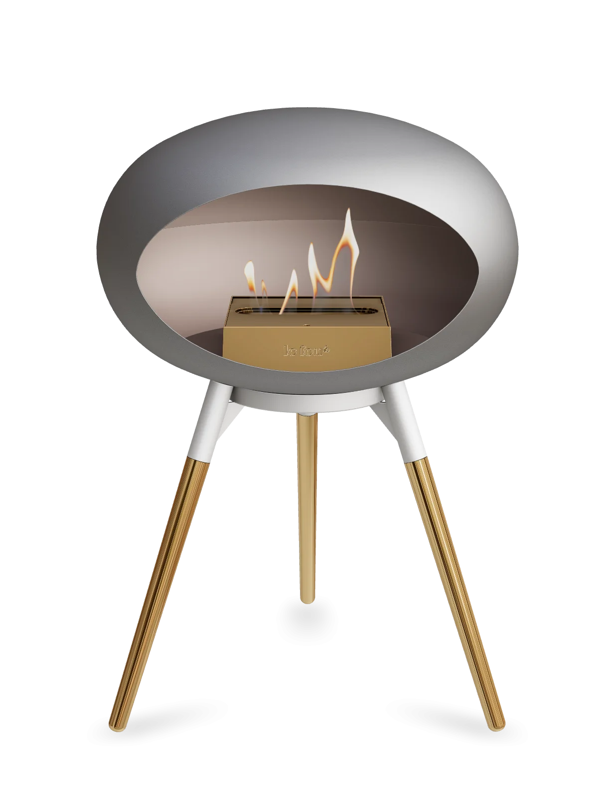 Freestanding Bioethanol Fireplace Le Feu Dome Ground Low - Nickel