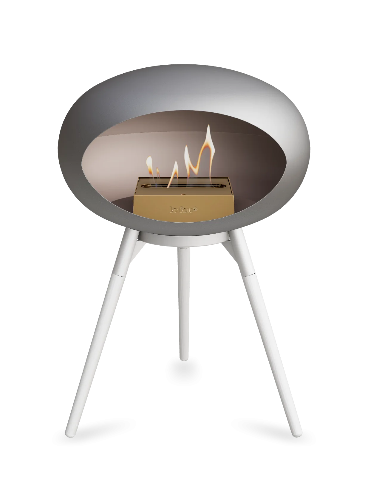 Freestanding Bioethanol Fireplace Le Feu Dome Ground Low - Nickel