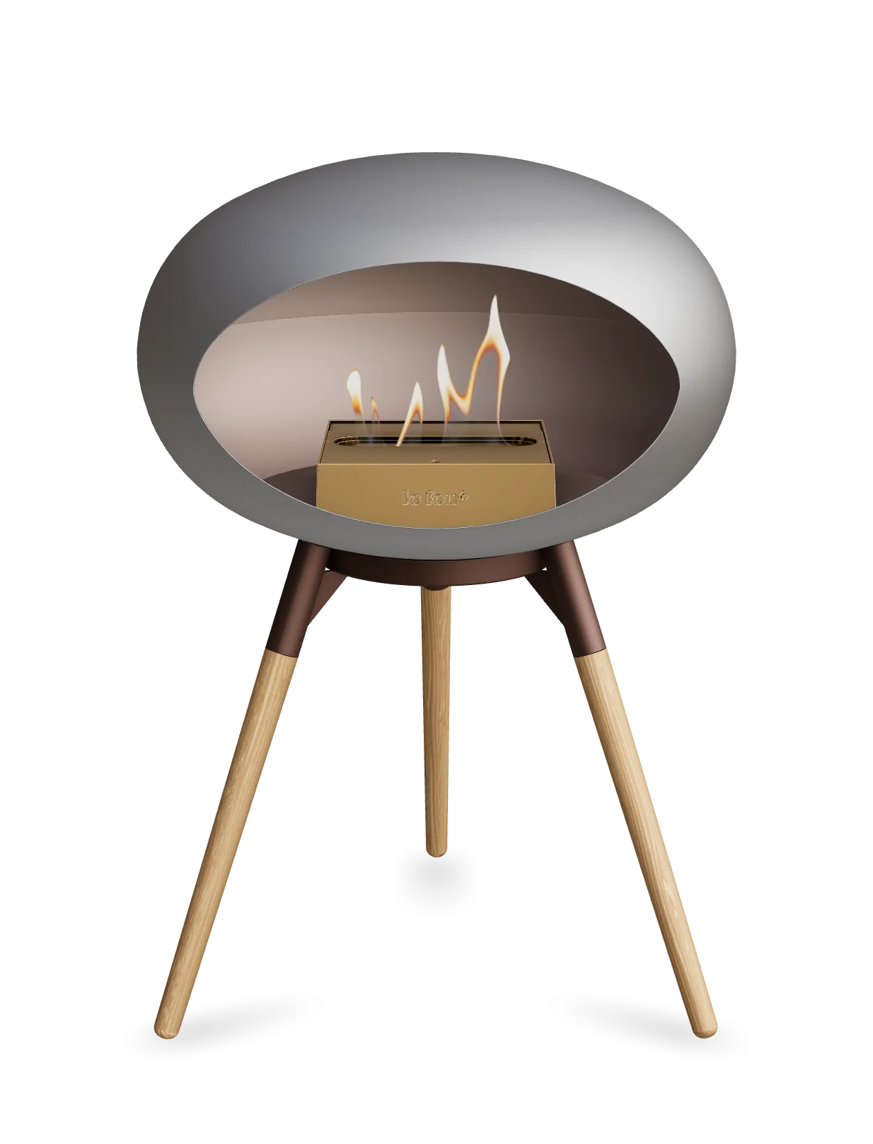 Freestanding Bioethanol Fireplace Le Feu Dome Ground Low - Nickel