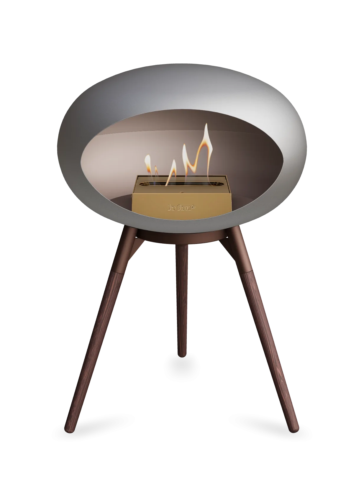 Freestanding Bioethanol Fireplace Le Feu Dome Ground Low - Nickel