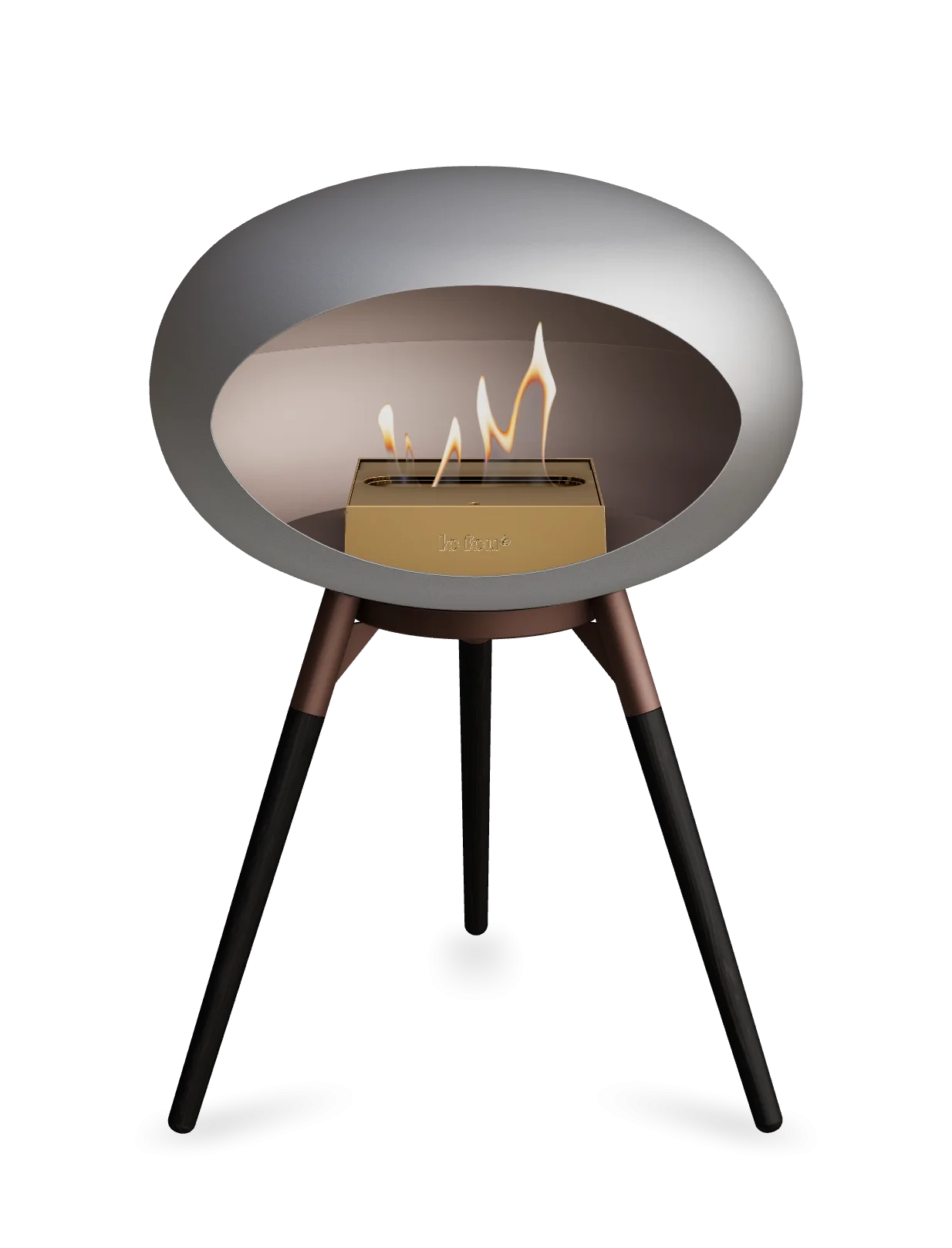 Freestanding Bioethanol Fireplace Le Feu Dome Ground Low - Nickel