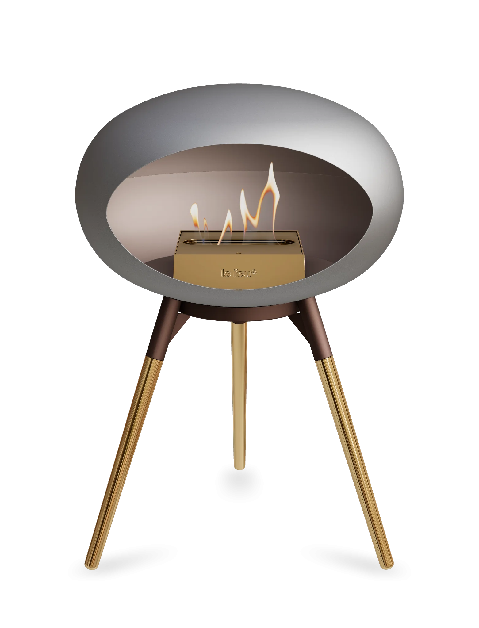 Freestanding Bioethanol Fireplace Le Feu Dome Ground Low - Nickel