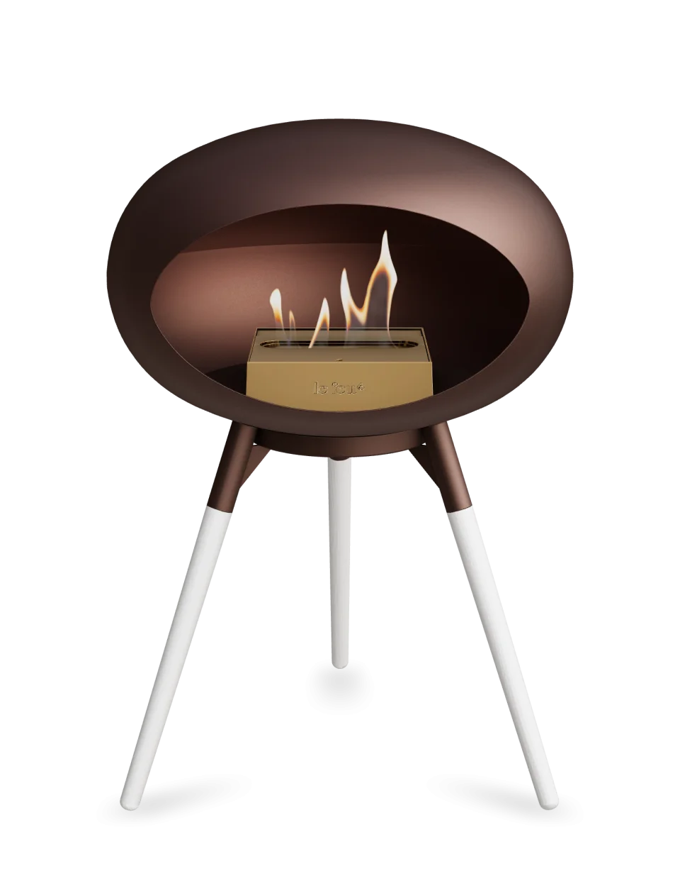 Freestanding Le Feu Dome Ground Low Bioethanol Fireplace in Mocca, stylish and portable heating solution.