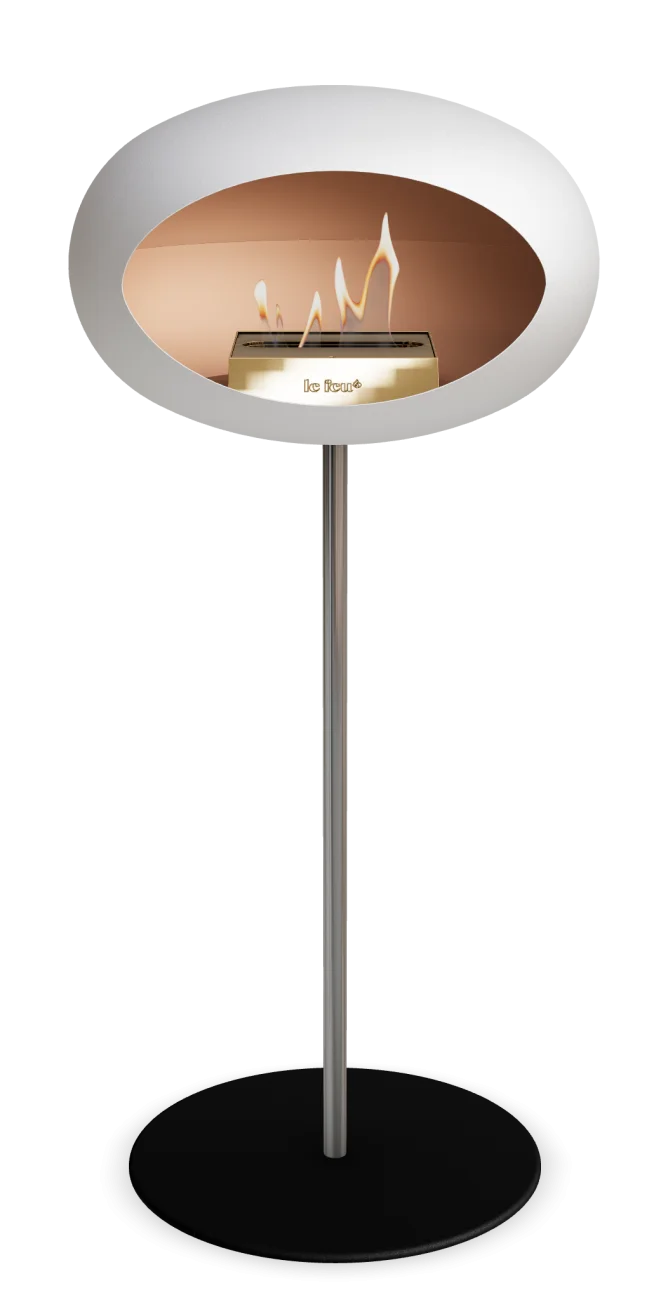 Freestanding Bioethanol Fireplace Le Feu Dome Ground High Steel - White