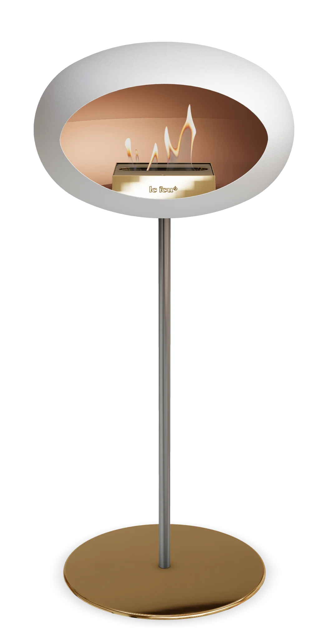 Freestanding Bioethanol Fireplace Le Feu Dome Ground High Steel - White