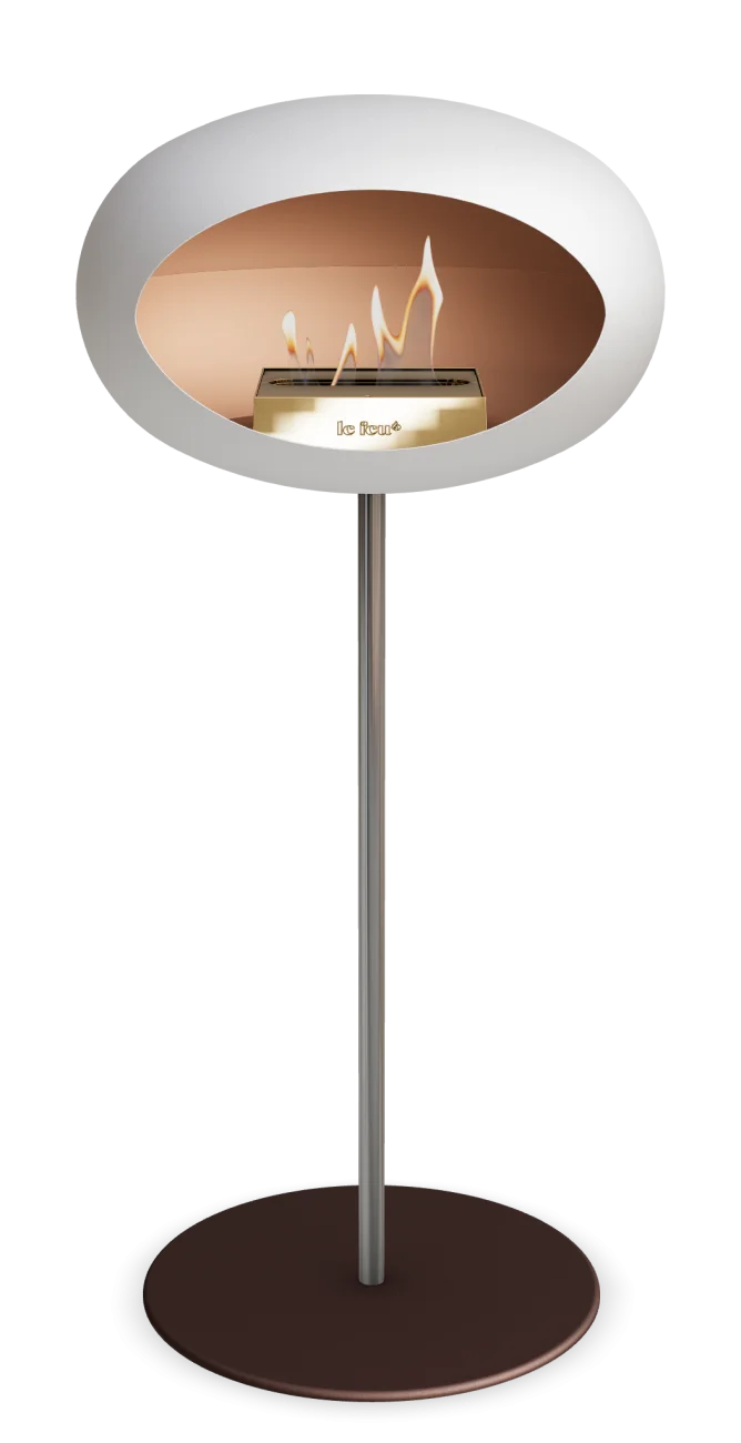 Freestanding Bioethanol Fireplace Le Feu Dome Ground High Steel - White