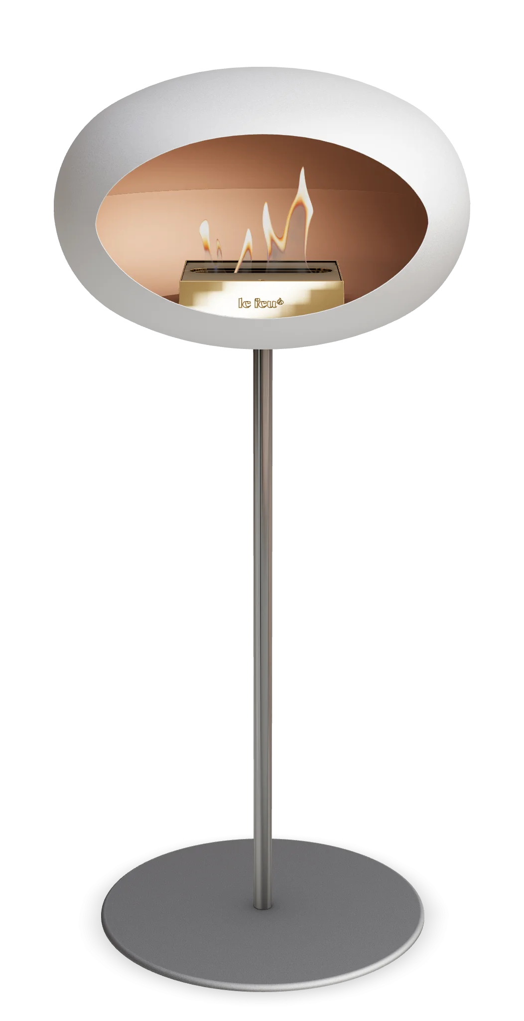 Freestanding Bioethanol Fireplace Le Feu Dome Ground High Steel - White