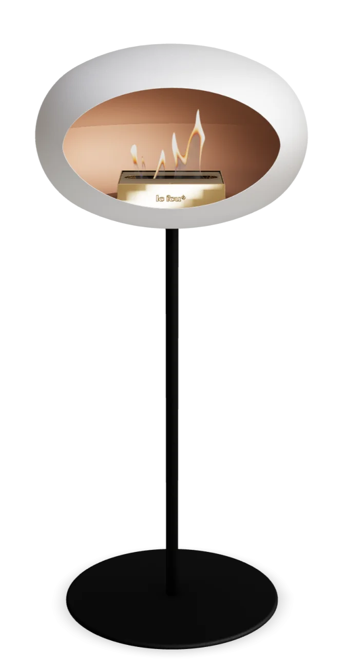 Freestanding Bioethanol Fireplace Le Feu Dome Ground High Steel - White