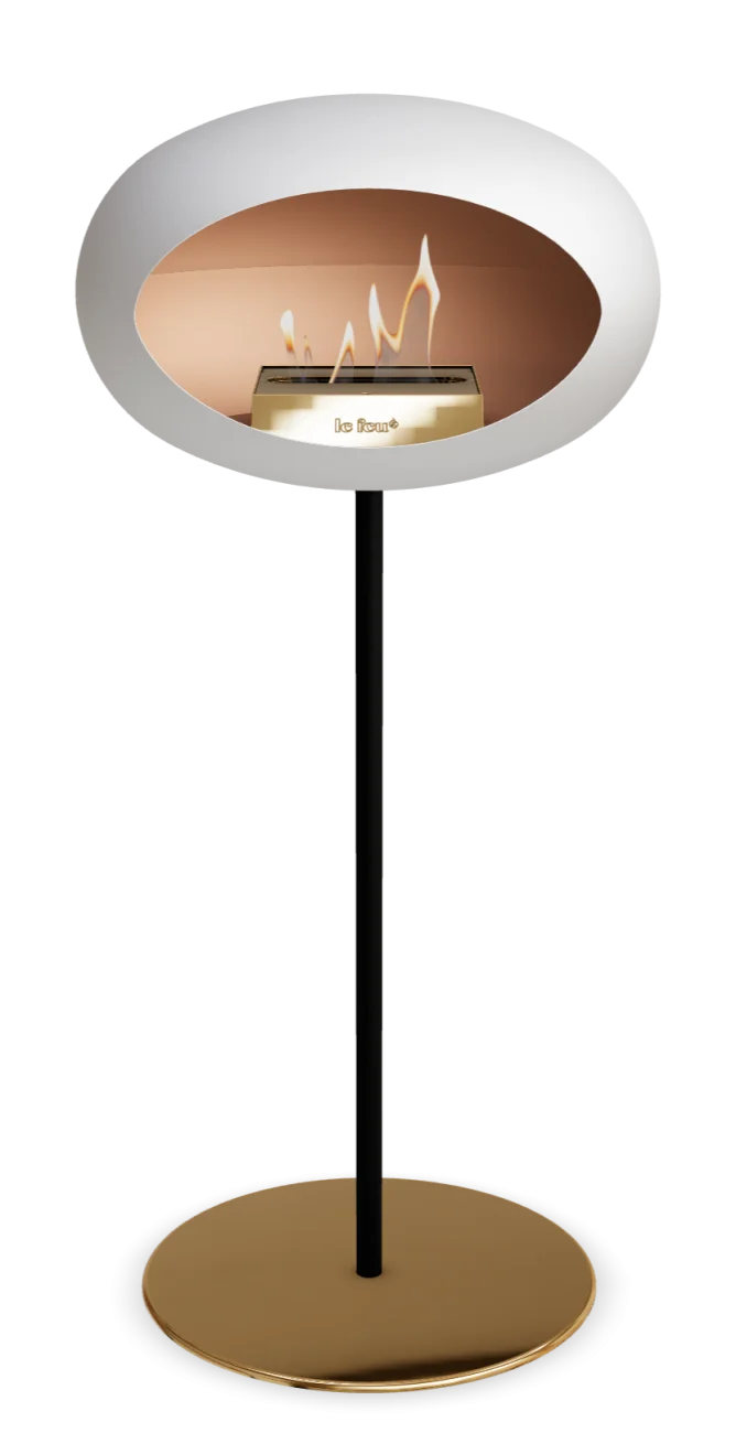 Freestanding Bioethanol Fireplace Le Feu Dome Ground High Steel - White