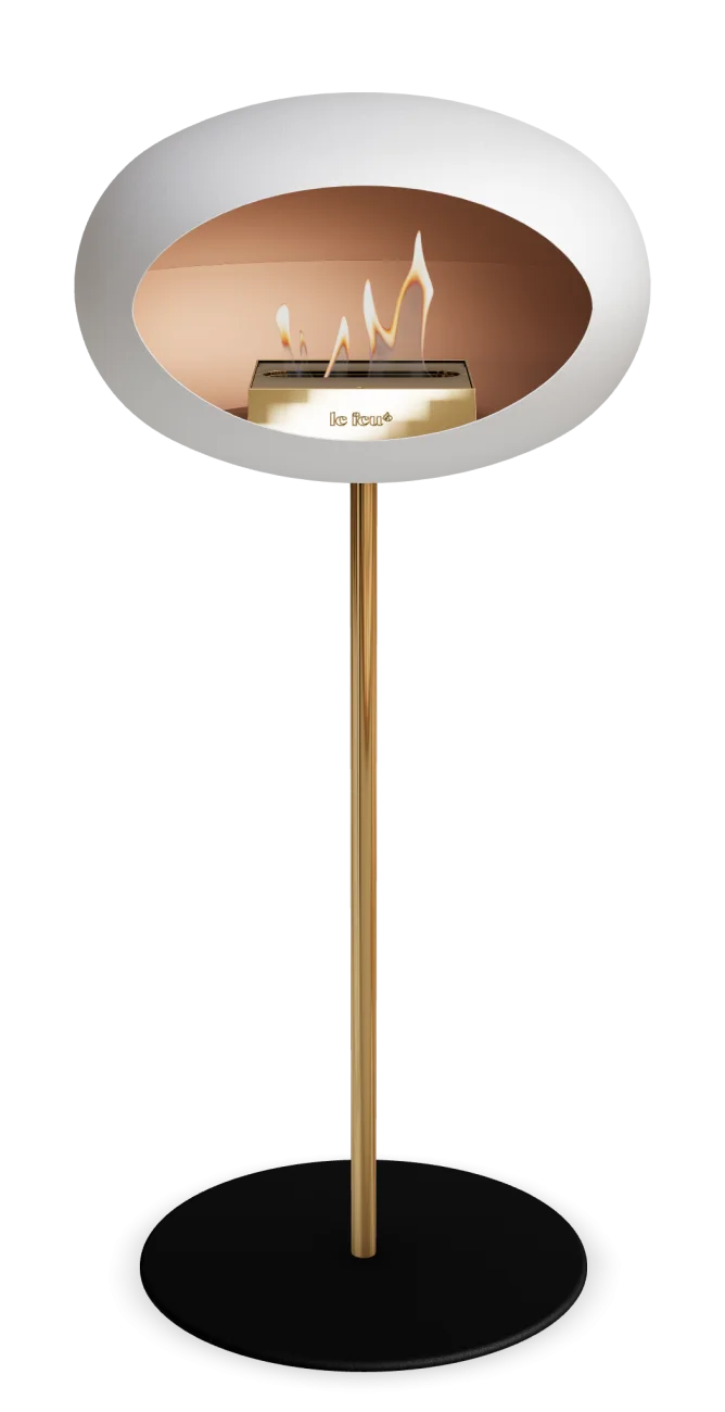 Freestanding Bioethanol Fireplace Le Feu Dome Ground High Steel - White