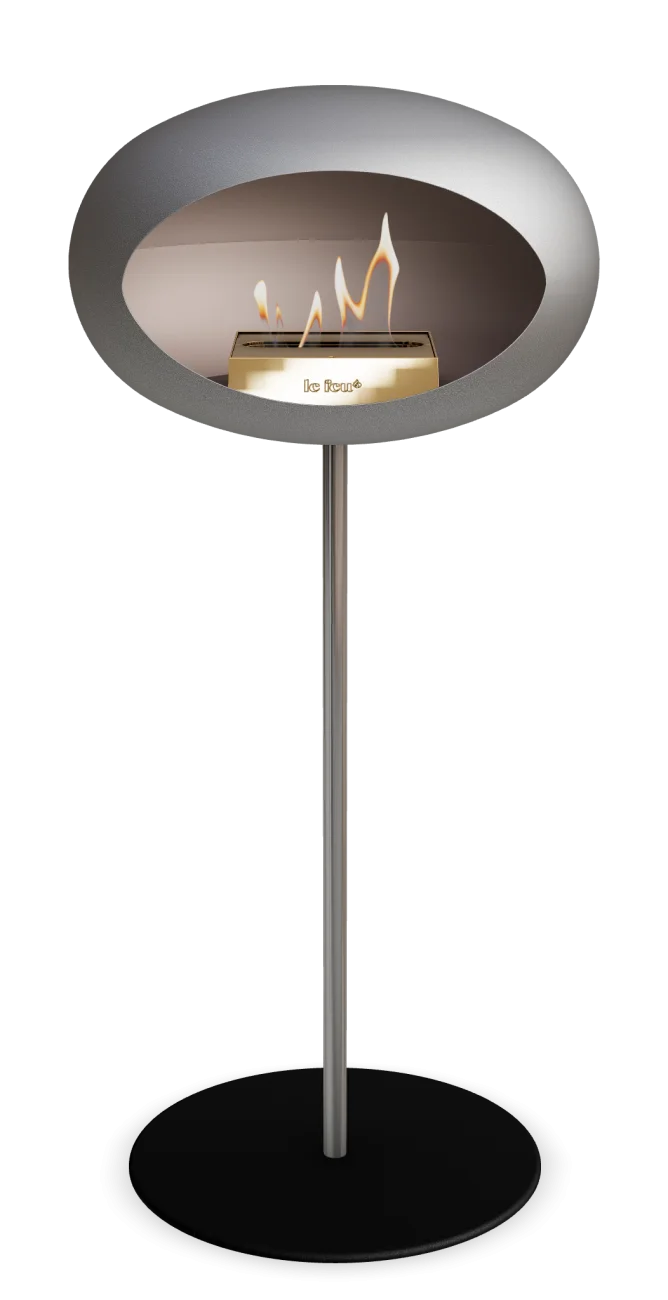 Freestanding Bioethanol Fireplace Le Feu Dome Ground High Steel - Nickel