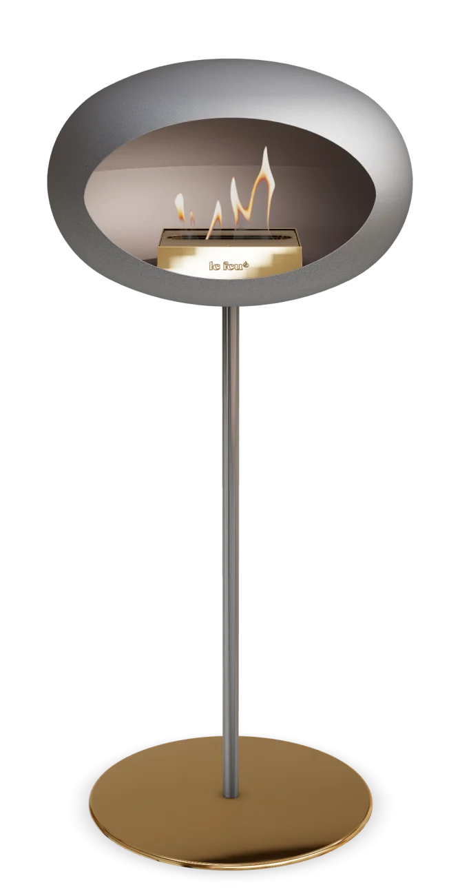 Freestanding Bioethanol Fireplace Le Feu Dome Ground High Steel - Nickel