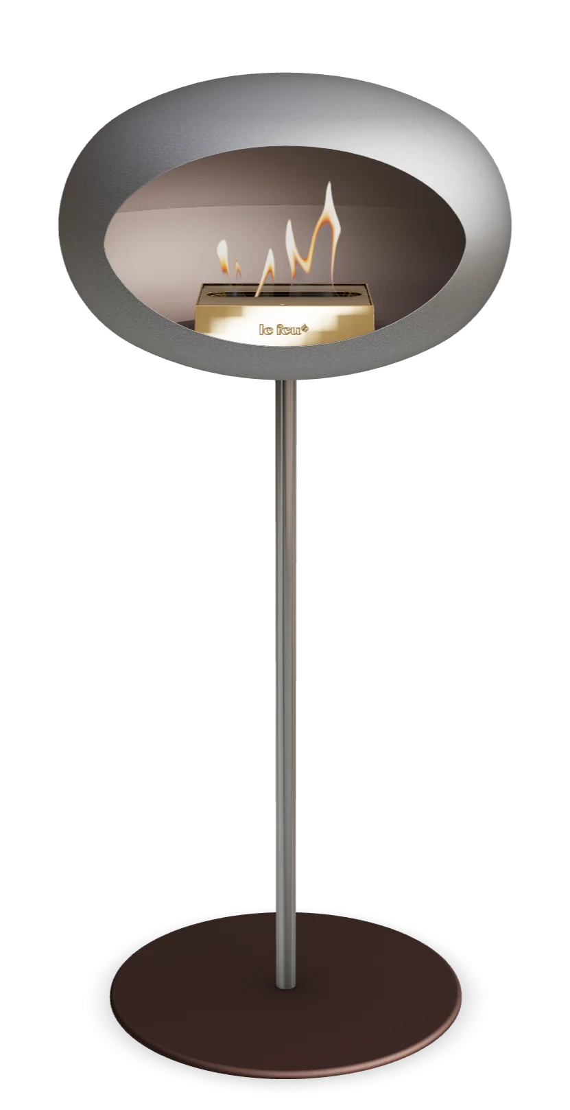 Freestanding Bioethanol Fireplace Le Feu Dome Ground High Steel - Nickel