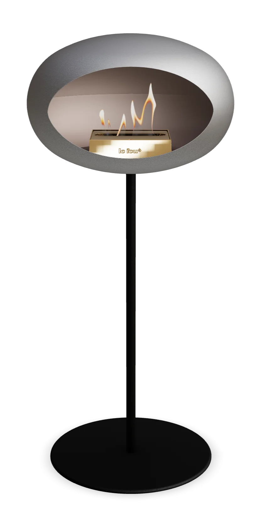 Freestanding Bioethanol Fireplace Le Feu Dome Ground High Steel - Nickel