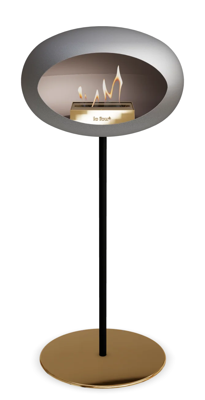 Freestanding Bioethanol Fireplace Le Feu Dome Ground High Steel - Nickel