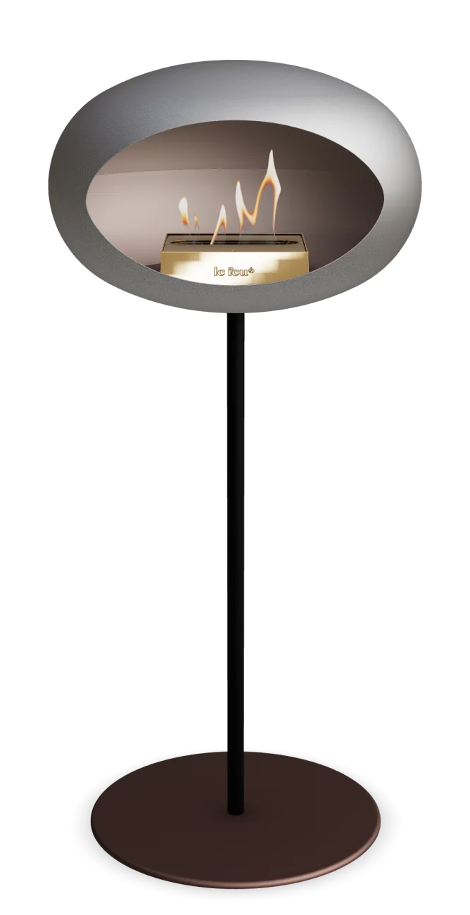 Freestanding Bioethanol Fireplace Le Feu Dome Ground High Steel - Nickel