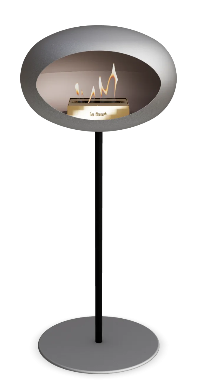 Freestanding Bioethanol Fireplace Le Feu Dome Ground High Steel - Nickel