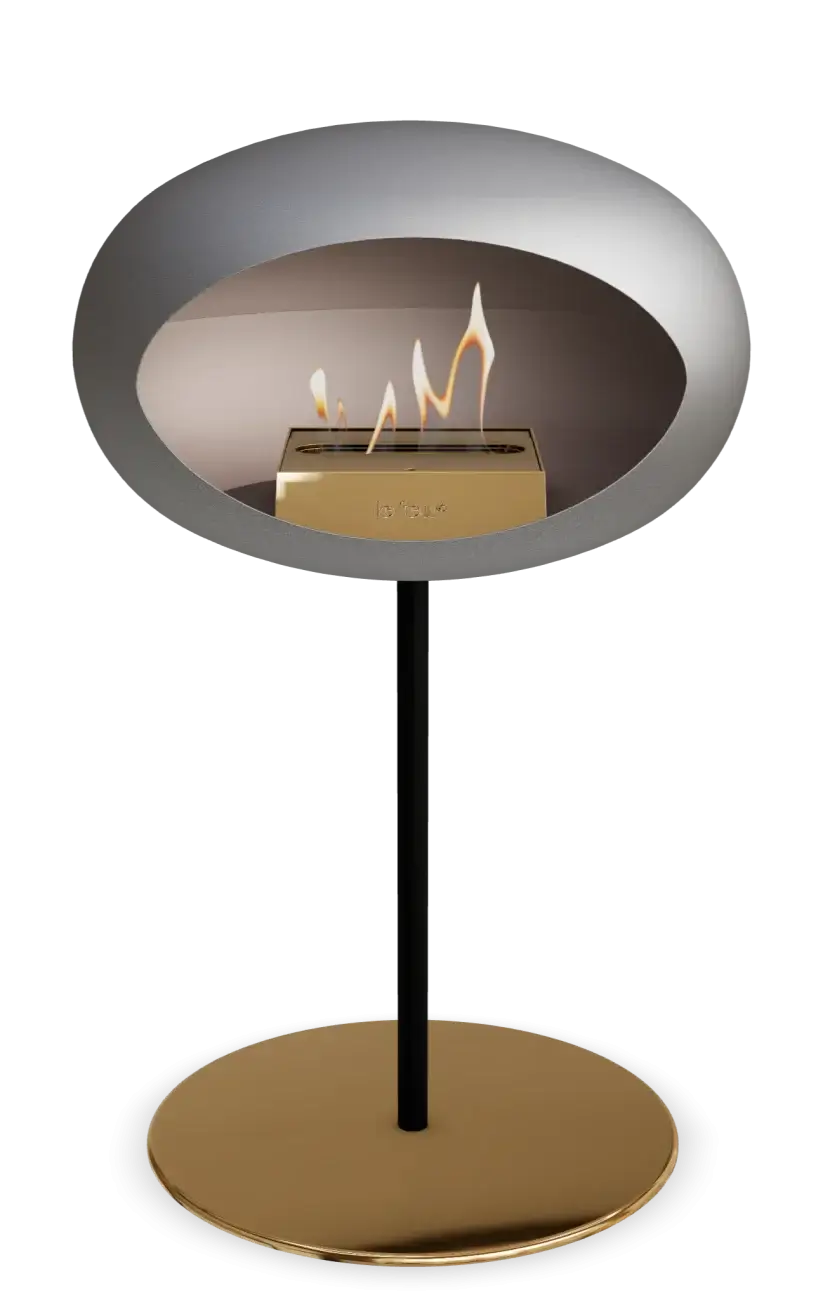 Freestanding Bioethanol Fireplace Le Feu Dome Ground Low Steel - Nickel
