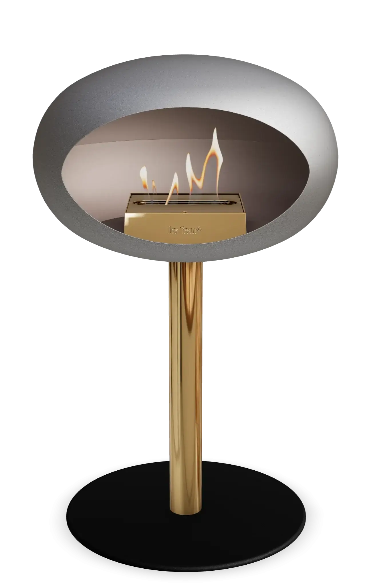 Freestanding Bioethanol Fireplace Le Feu Dome Ground Low Steel - Nickel