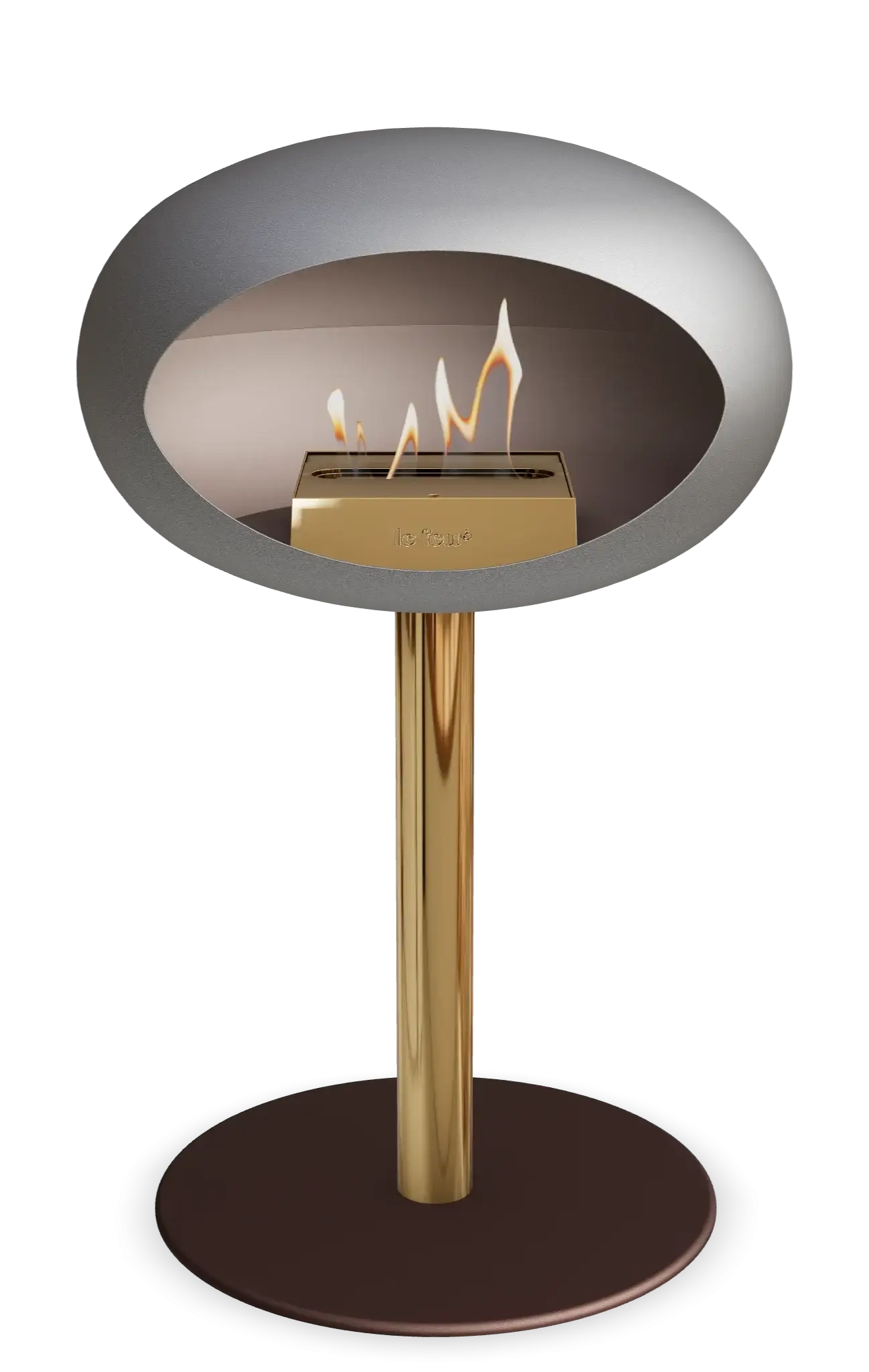Freestanding Bioethanol Fireplace Le Feu Dome Ground Low Steel - Nickel