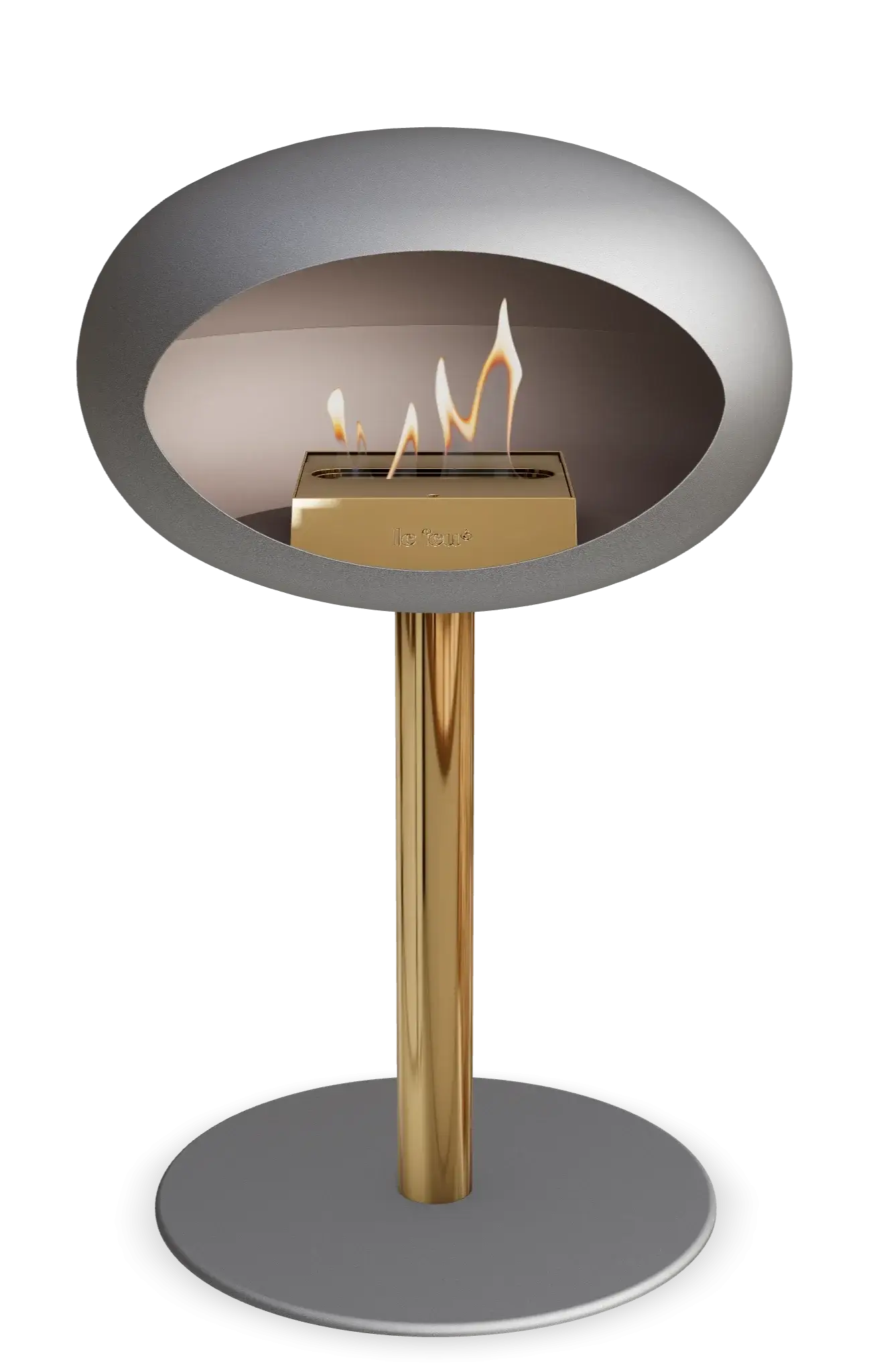 Freestanding Bioethanol Fireplace Le Feu Dome Ground Low Steel - Nickel
