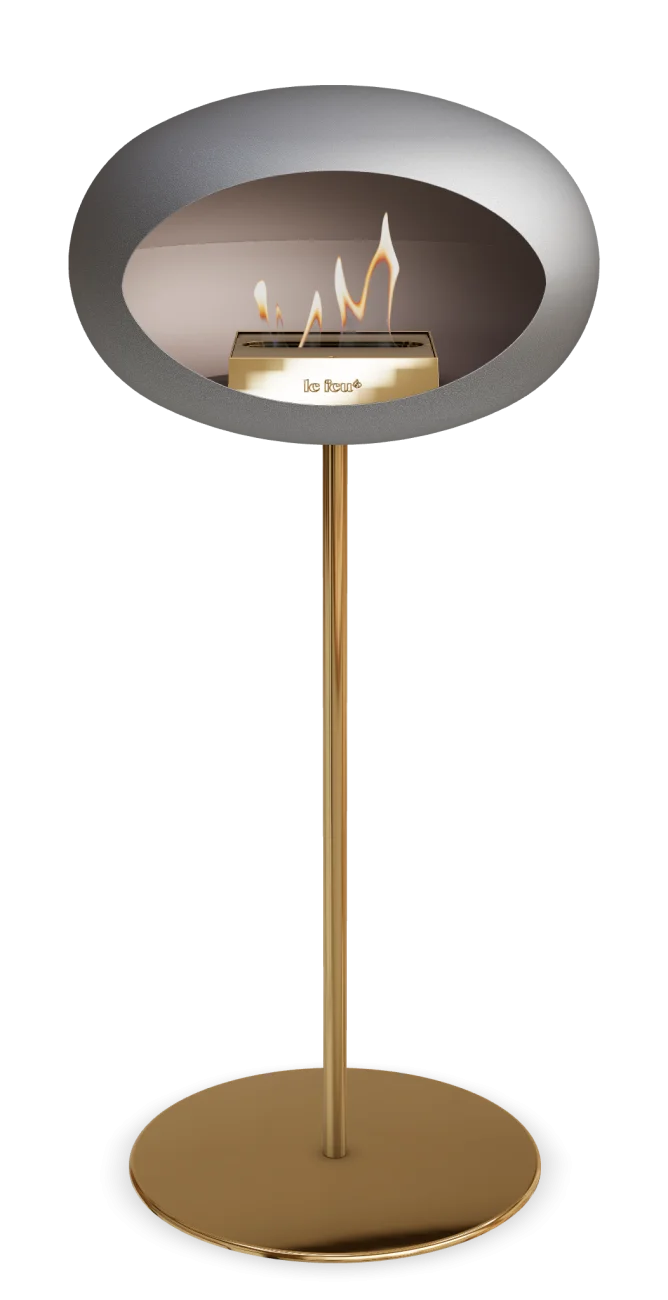 Freestanding Bioethanol Fireplace Le Feu Dome Ground High Steel - Nickel