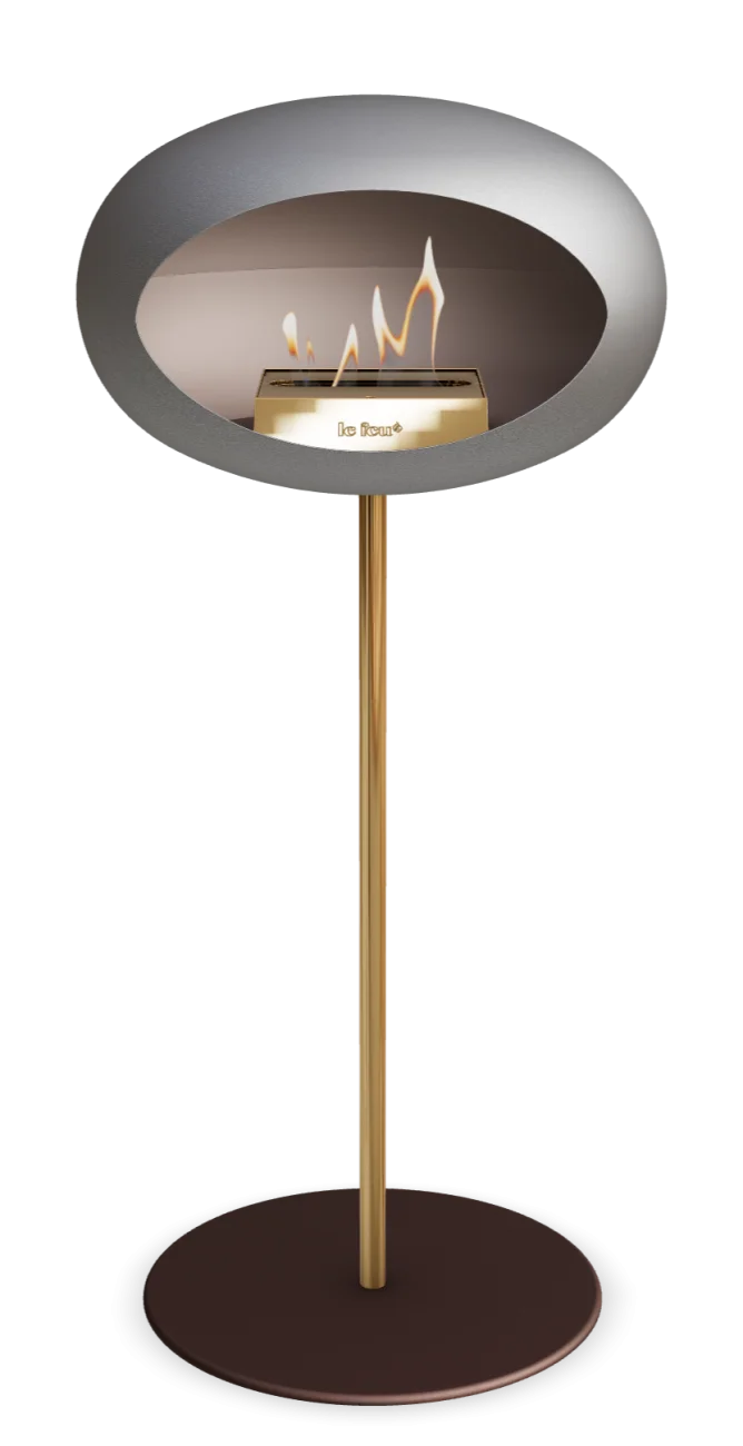 Freestanding Bioethanol Fireplace Le Feu Dome Ground High Steel - Nickel
