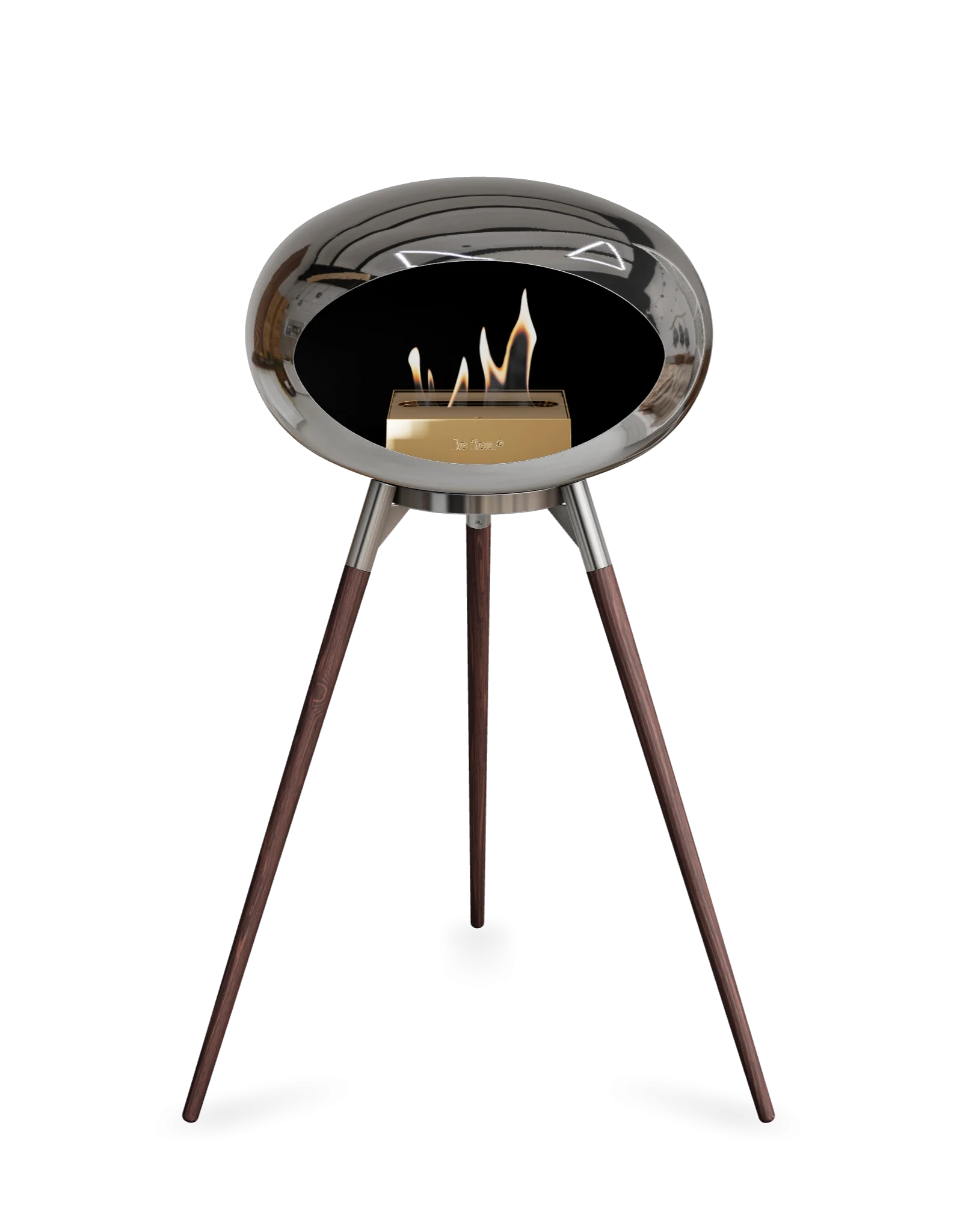 Freestanding Bioethanol Fireplace Le Feu Dome Ground High - Chromed Silver