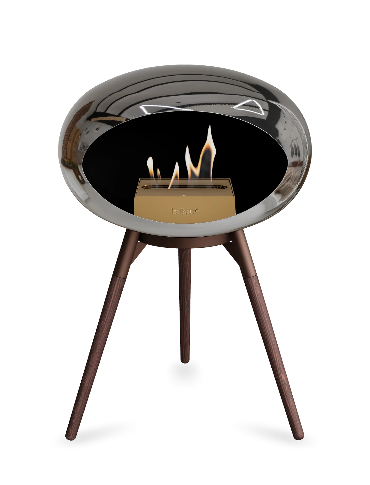 Freestanding Bioethanol Fireplace Le Feu Dome Ground Low - Chromed Silver