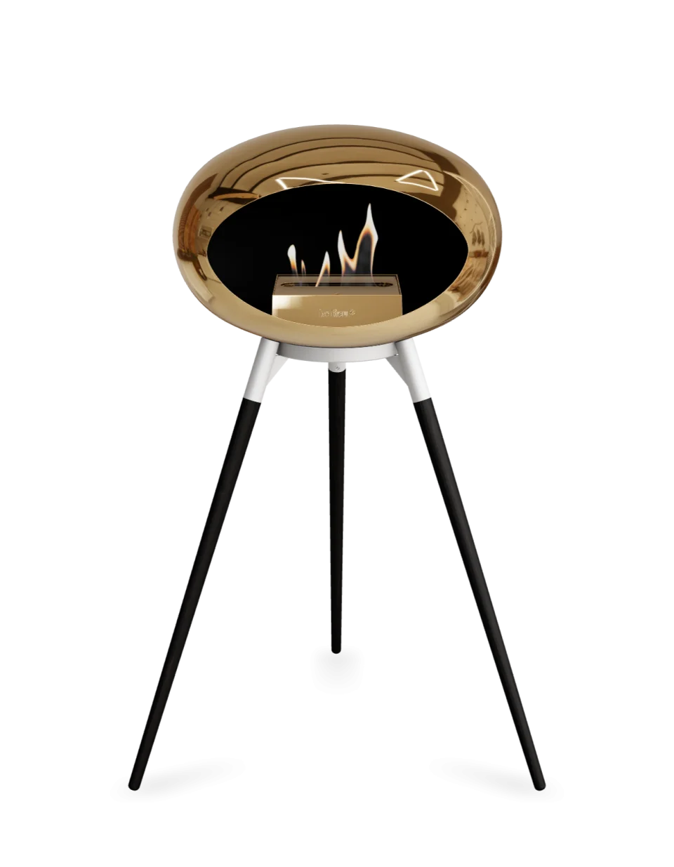 Stylish Le Feu Dome Ground High Bioethanol Fireplace in chrome rose finish, portable and eco-friendly heating solution.