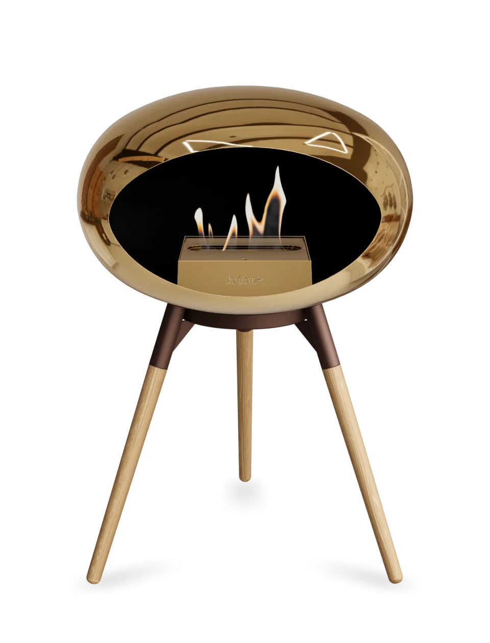 Freestanding Bioethanol Fireplace Le Feu Dome Ground Low - Chromed Rose Gold