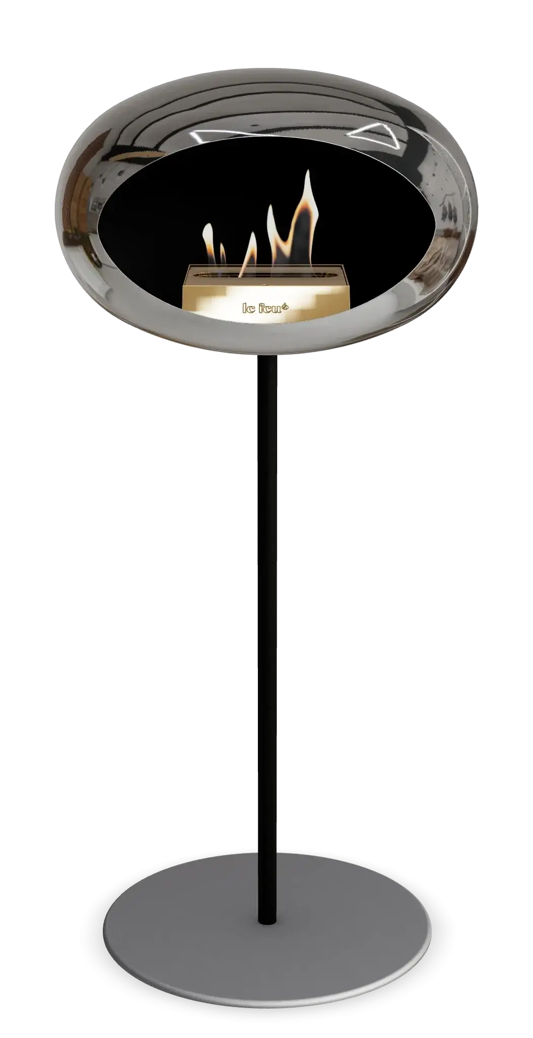 Freestanding Bioethanol Fireplace Le Feu Dome Ground High Steel - Chromed Silver