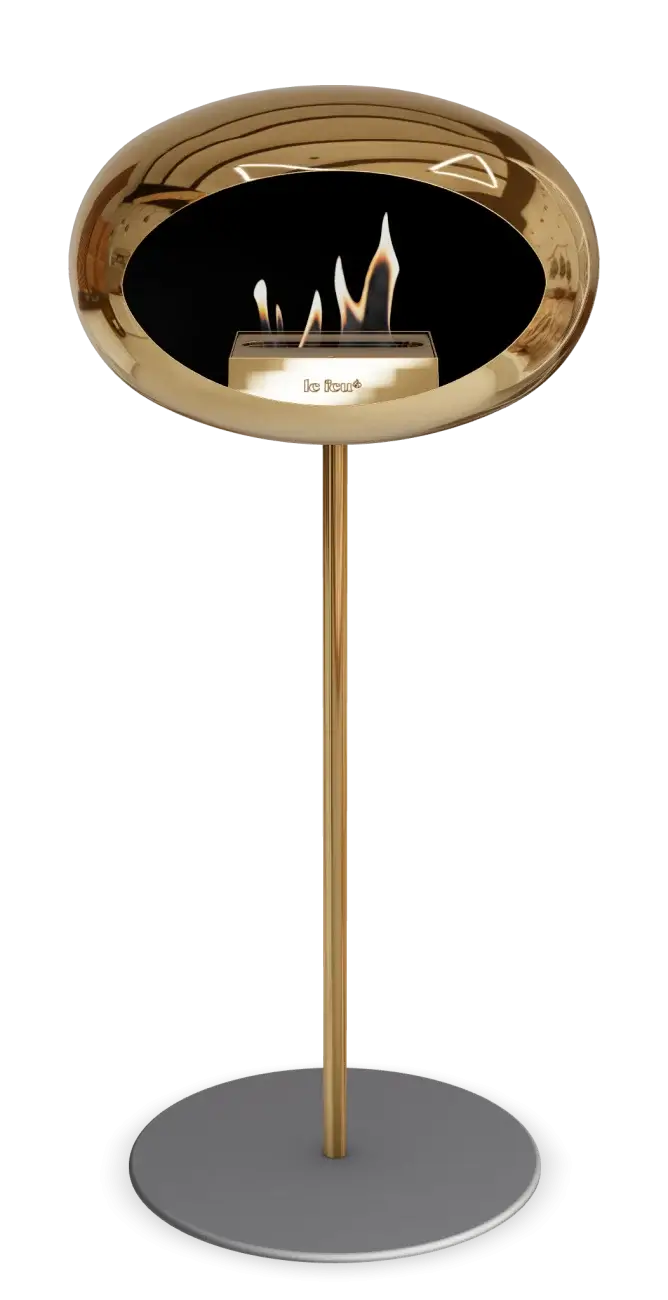 Freestanding Bioethanol Fireplace Le Feu Dome Ground High Steel - Chromed Rose Gold