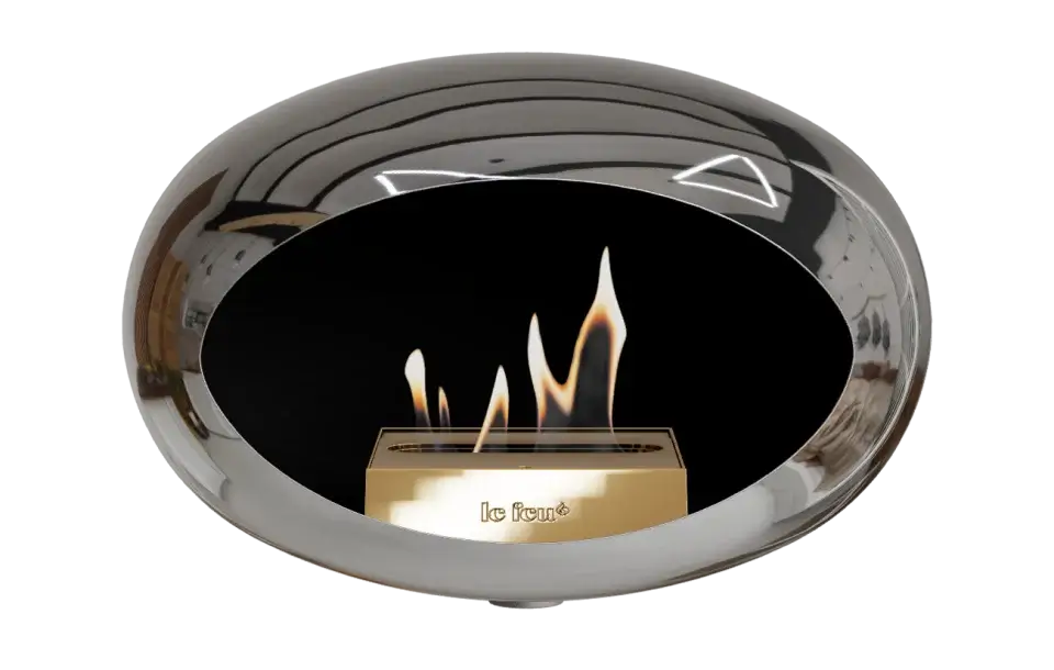 Le Feu Dome Wall Bio Ethanol Fireplace - Chromed Silver