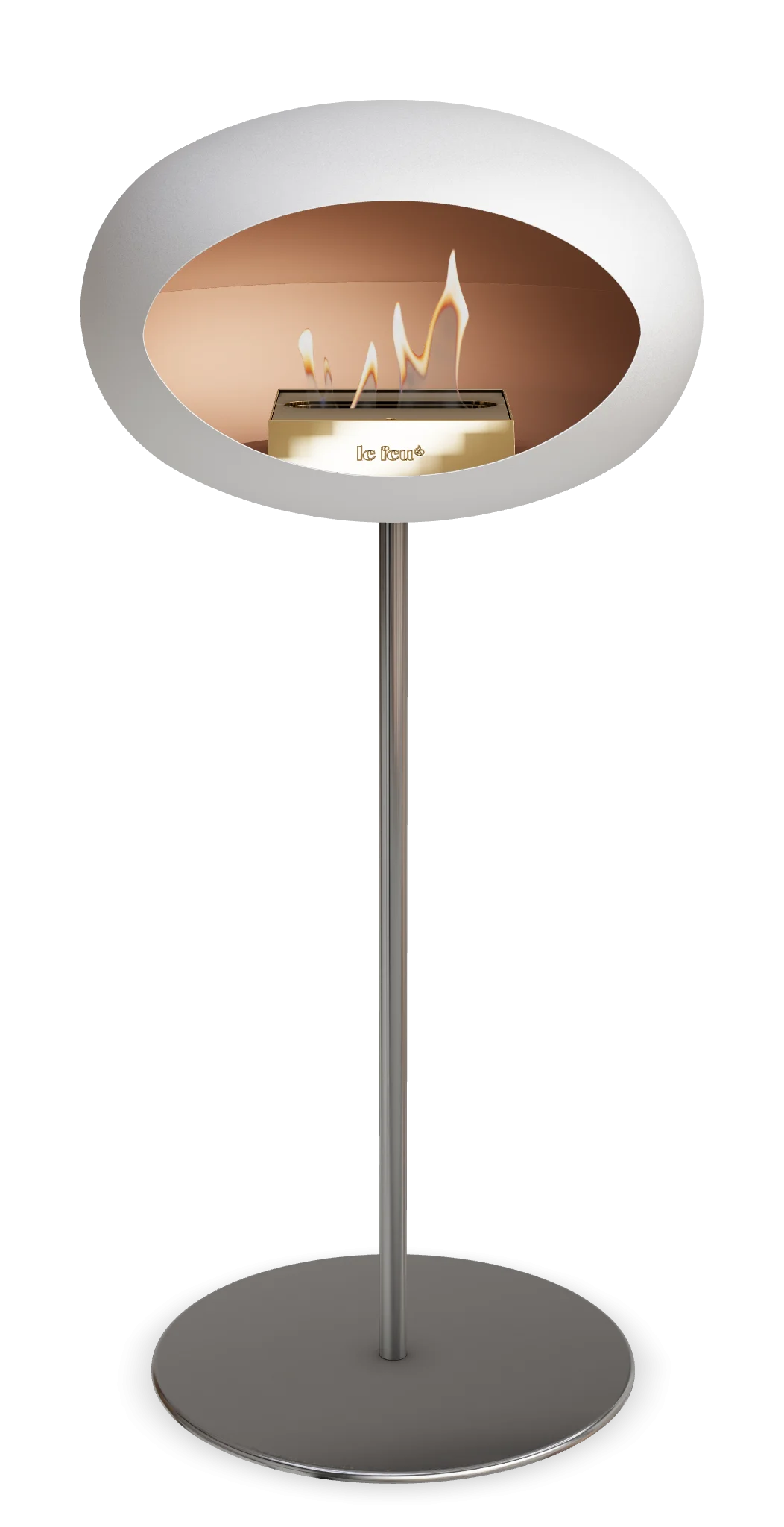 Freestanding Bioethanol Fireplace Le Feu Dome Ground High Steel - White