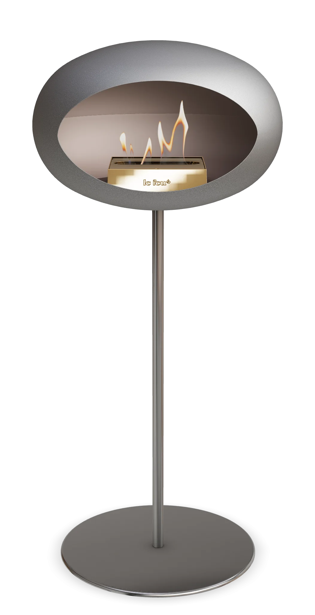 Freestanding Bioethanol Fireplace Le Feu Dome Ground High Steel - Nickel