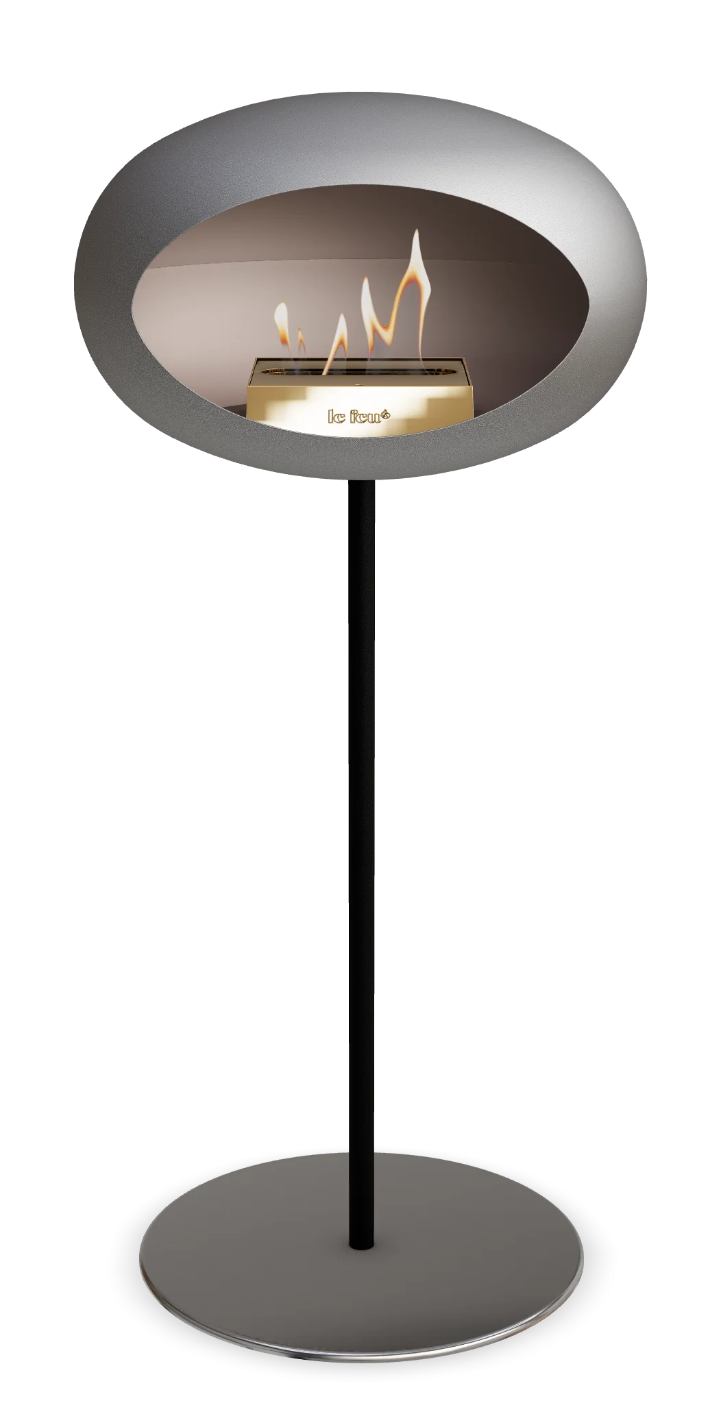 Freestanding Bioethanol Fireplace Le Feu Dome Ground High Steel - Nickel