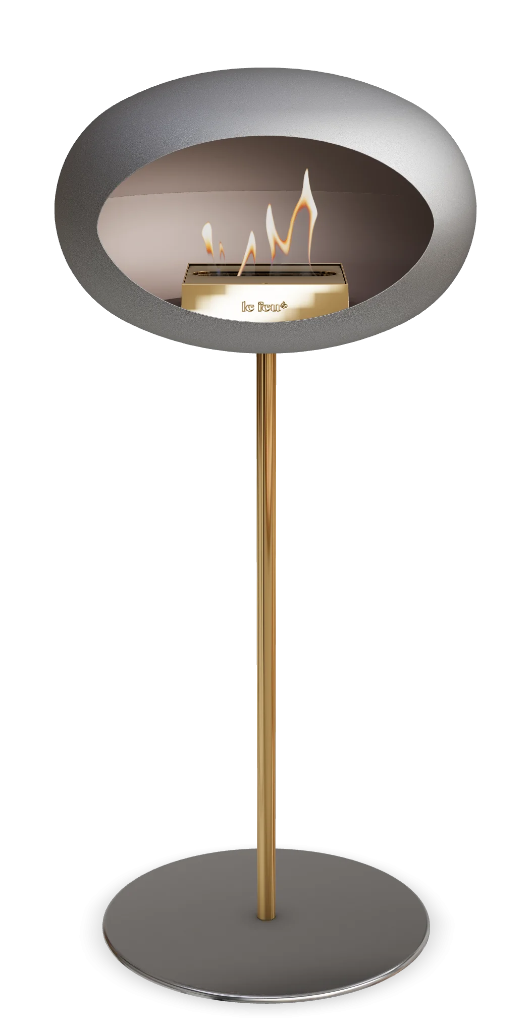 Freestanding Bioethanol Fireplace Le Feu Dome Ground High Steel - Nickel