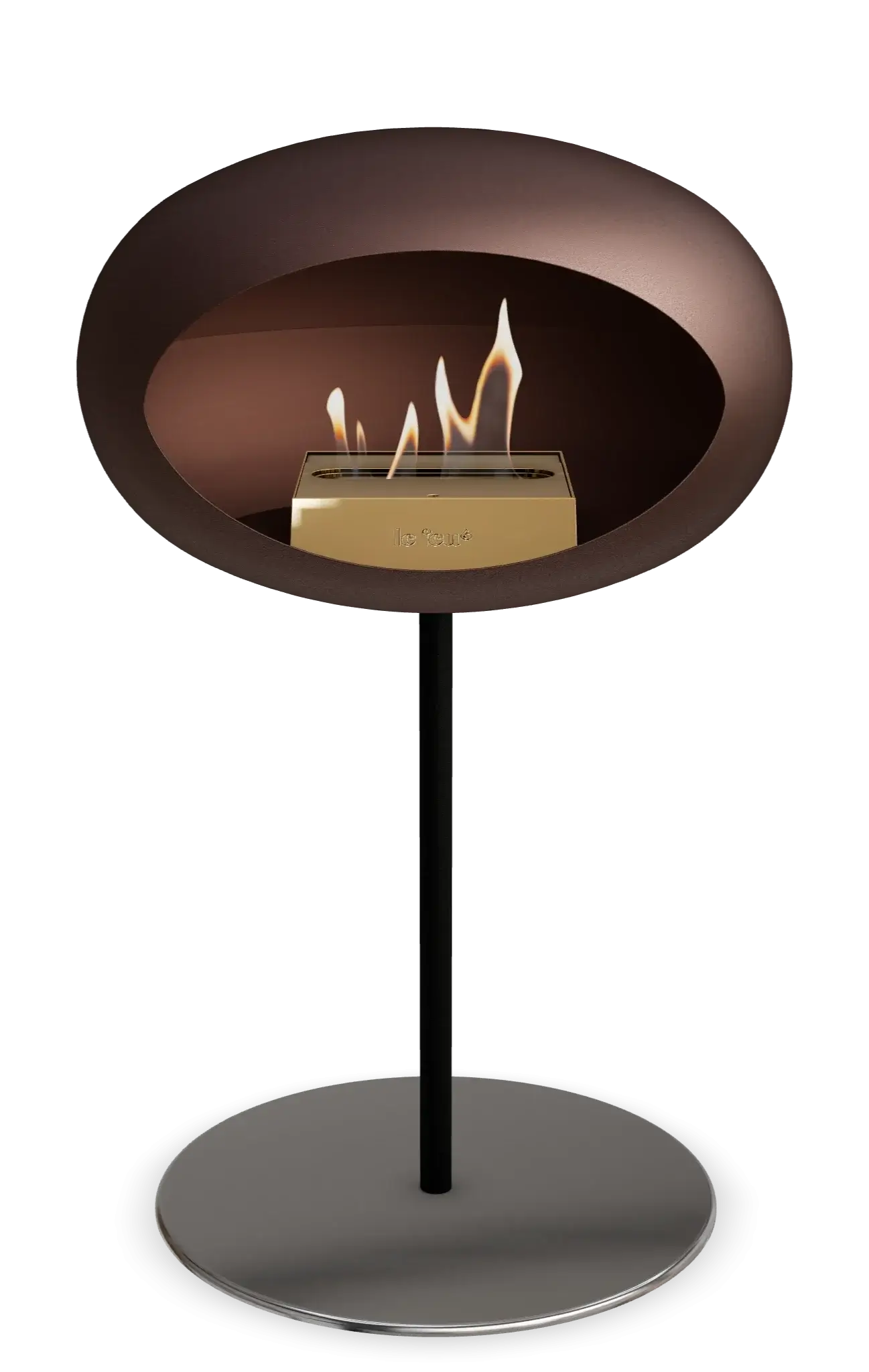 Freestanding Bioethanol Fireplace Le Feu Dome Ground Low Steel - Mocca