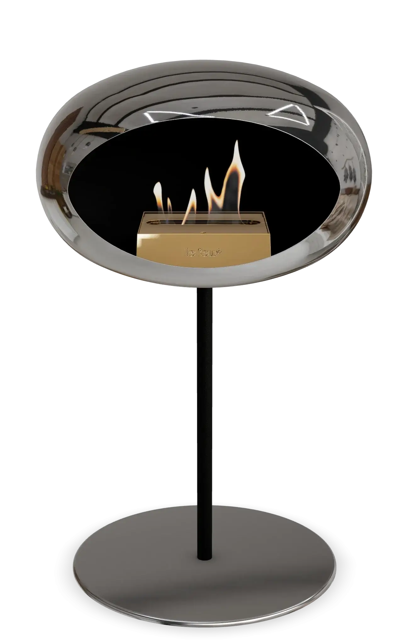 Freestanding Bioethanol Fireplace Le Feu Dome Ground Low Steel - Chromed Silver