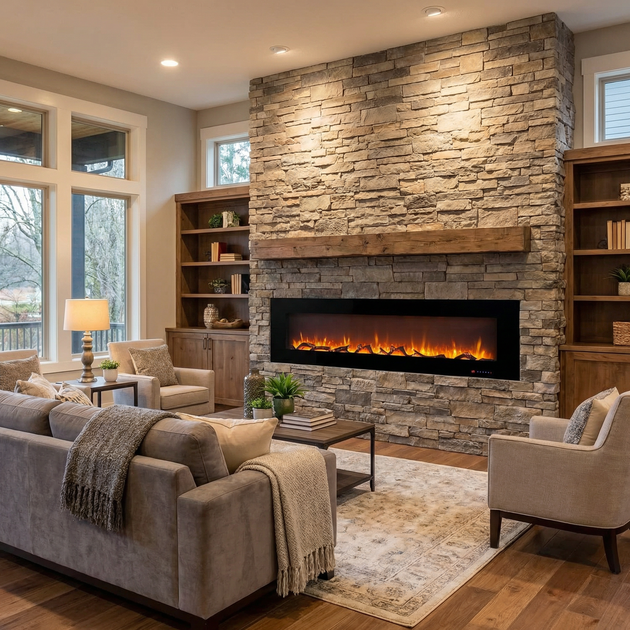 Azurite 213 cm - Wall-mounted Electric Fireplace