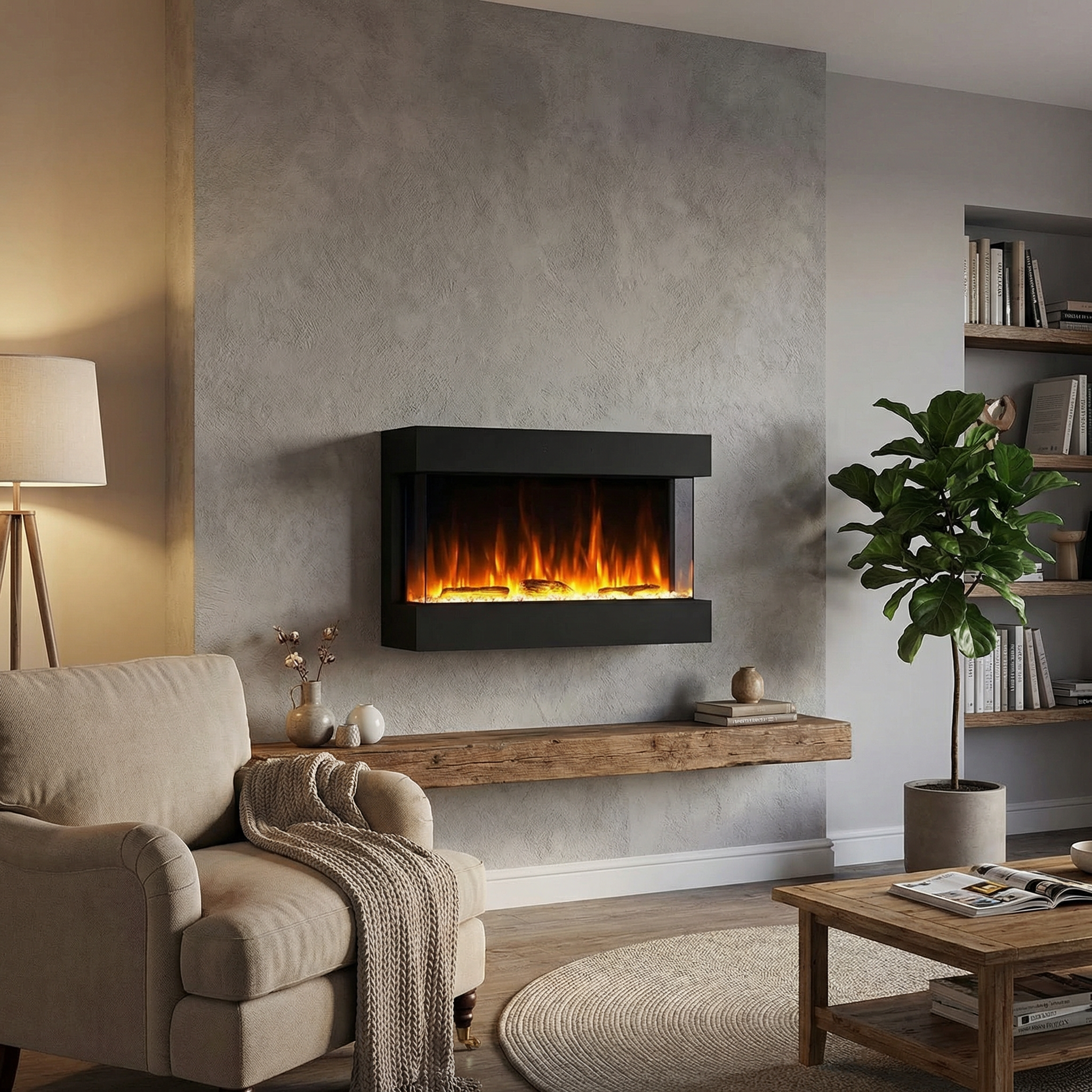 Feroza 101 cm - Wall-Mounted Electric Fireplace