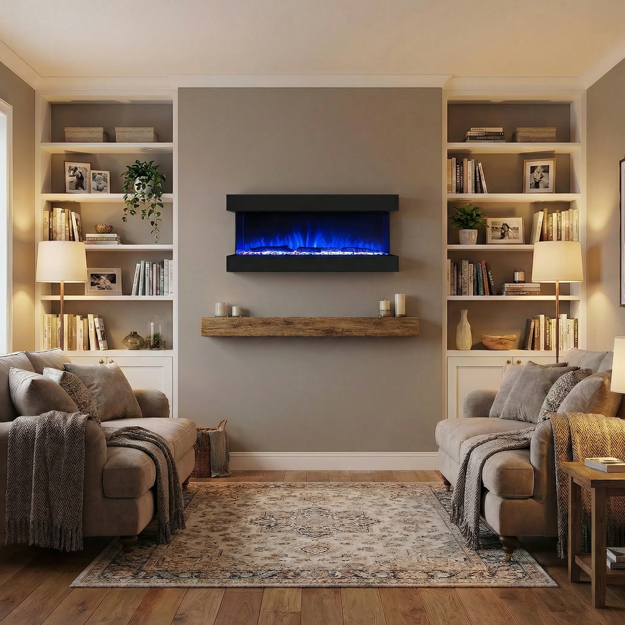 Feroza 137 cm - Wall-Mounted Electric Fireplace