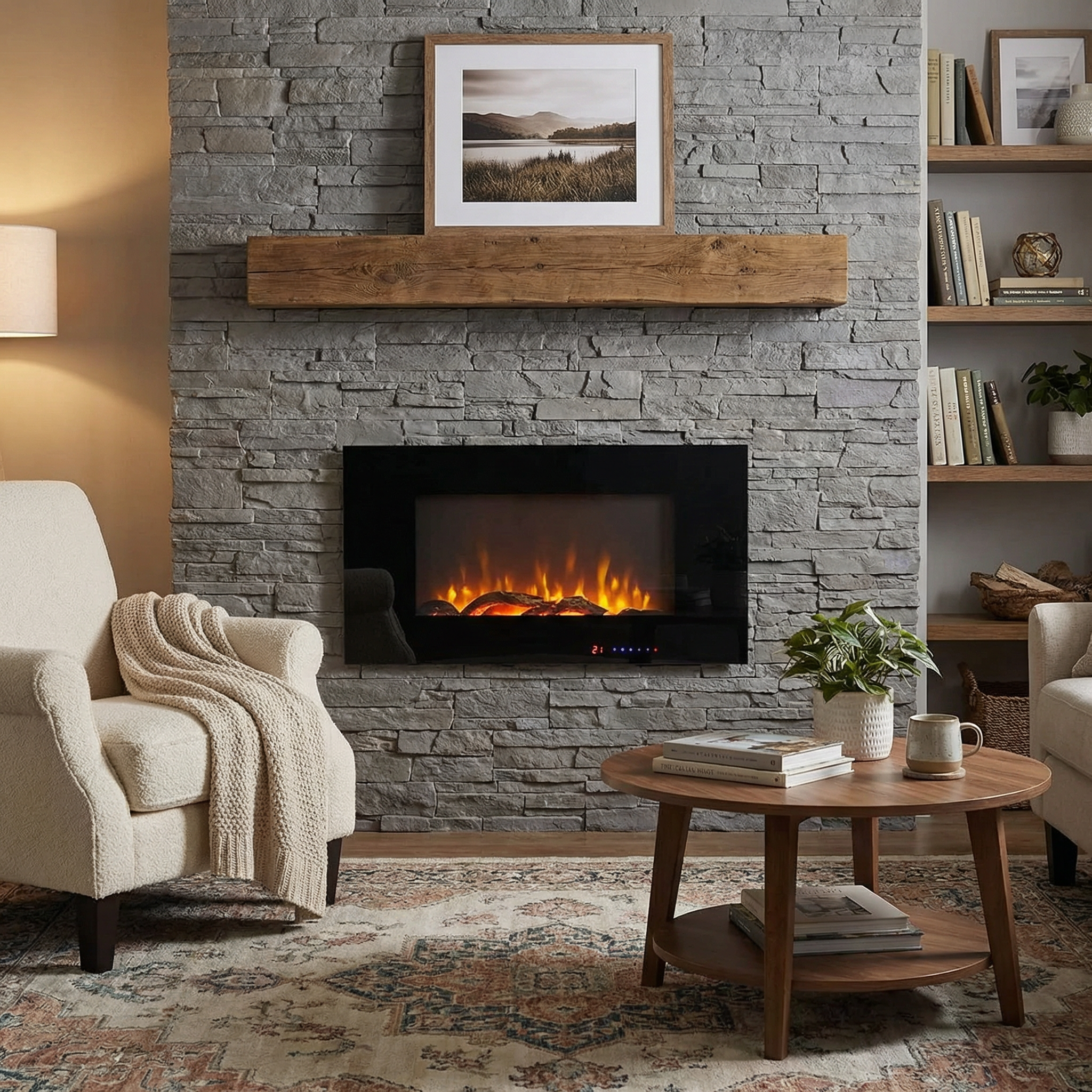 Azurite 91 cm - Wall-Mounted Electric Fireplace