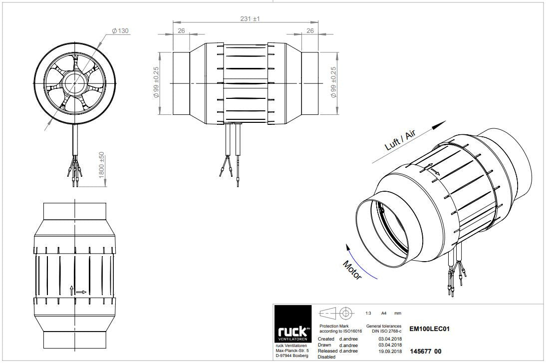 INLINE TUBE FAN RUCK EM 100L EC 01